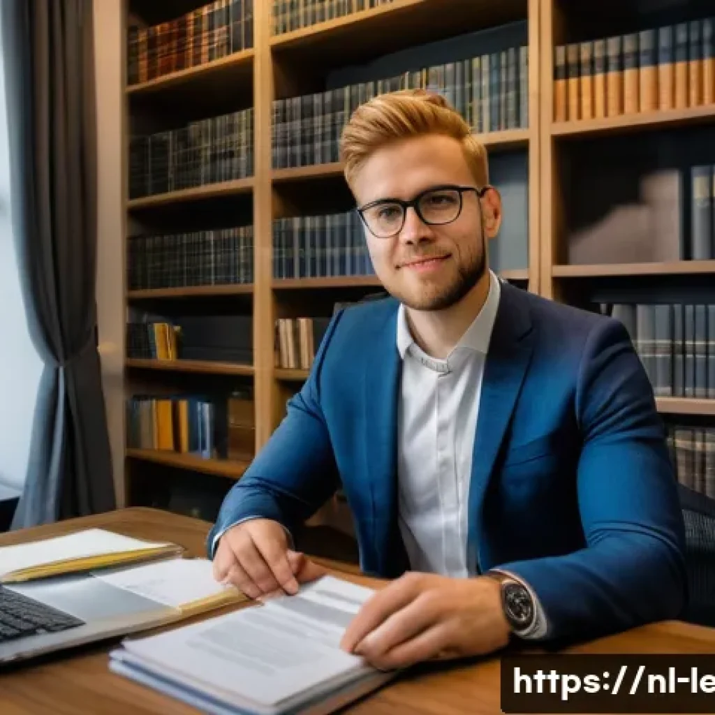 법무사 연봉 평균 - A modern Dutch legal office interior showing a young professional juridical employee in business cas...